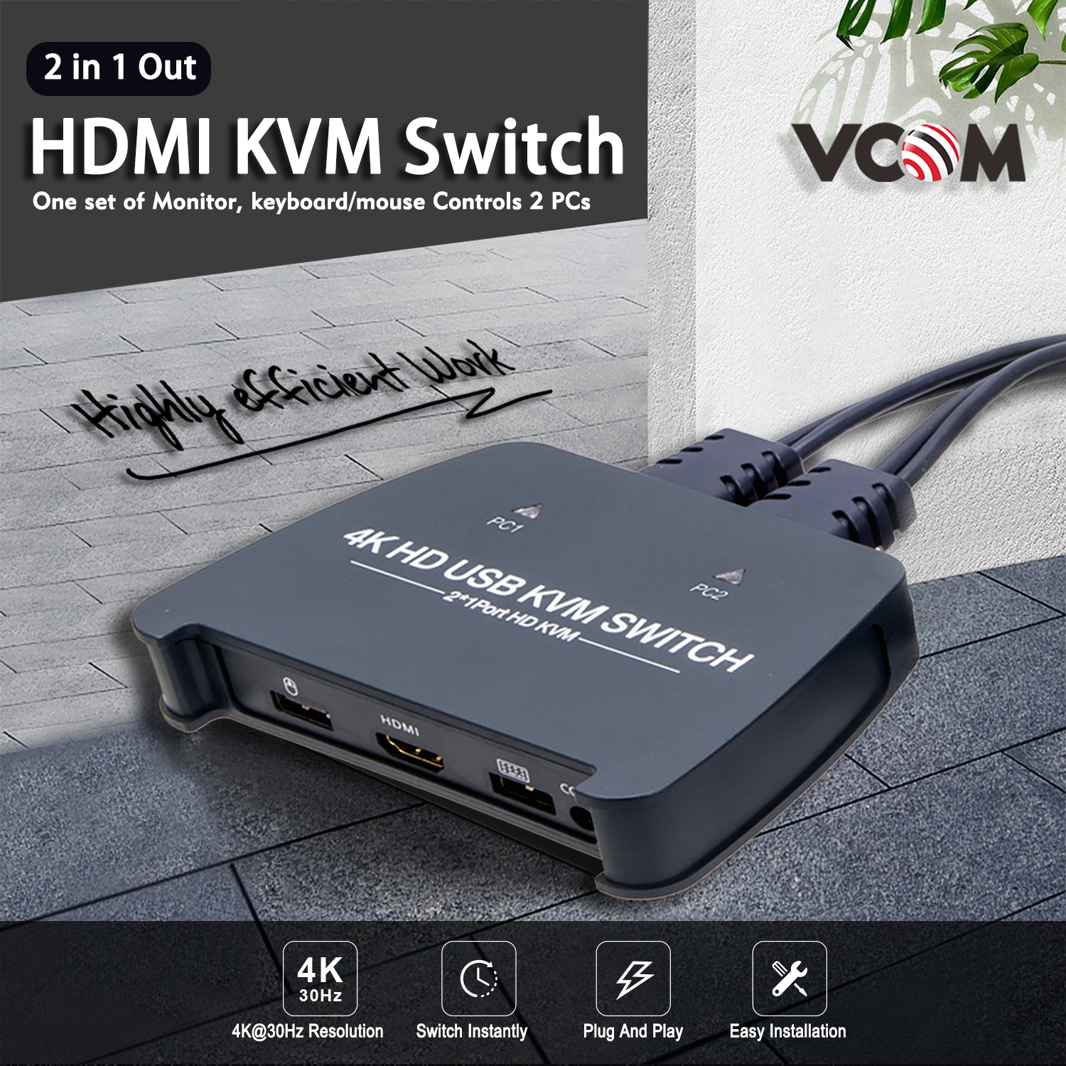 New Arrival! Vcom 2-Port HDMI KVM Switch