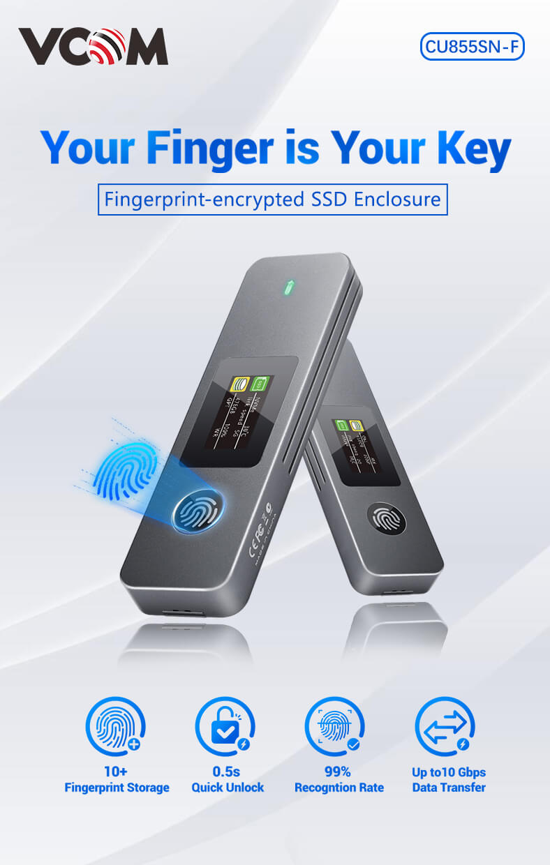 Visual Fingerprint Encryption SSD Enclosure