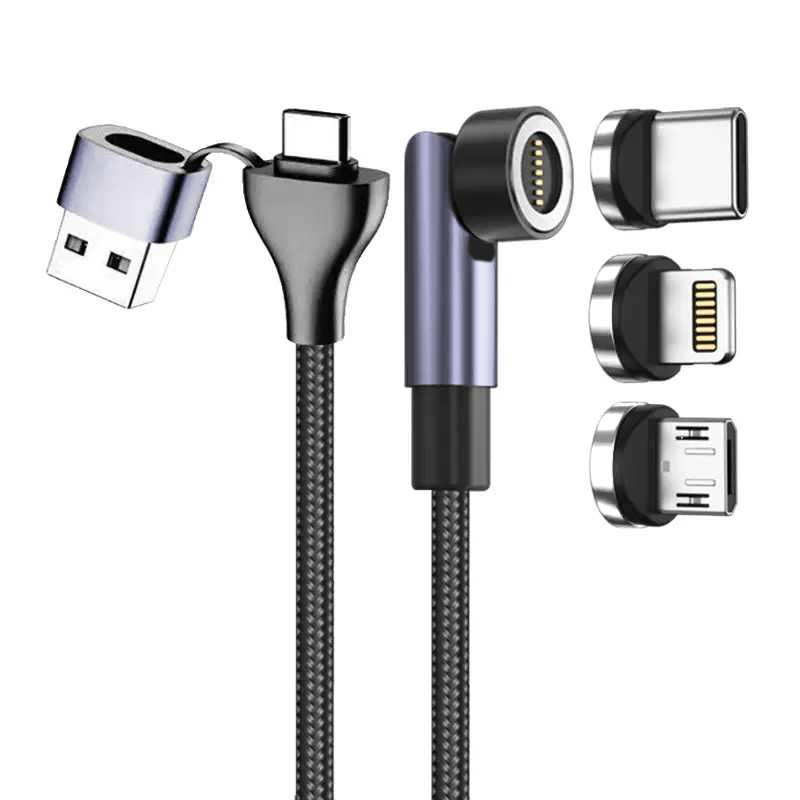 180° Rotating 3-in-1 Magnetic Charging Cable with Nylon Braided