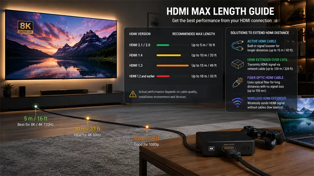 HDMI Max Length: How Far Can HDMI Cables Run Without Signal Loss?